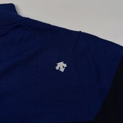 SRIXON by DESCENTE スリクソン デサント ロゴ刺繍 ハイネック ハーフジップ ニット セーター サイズ LL /ブルー×ネイビー/メンズ