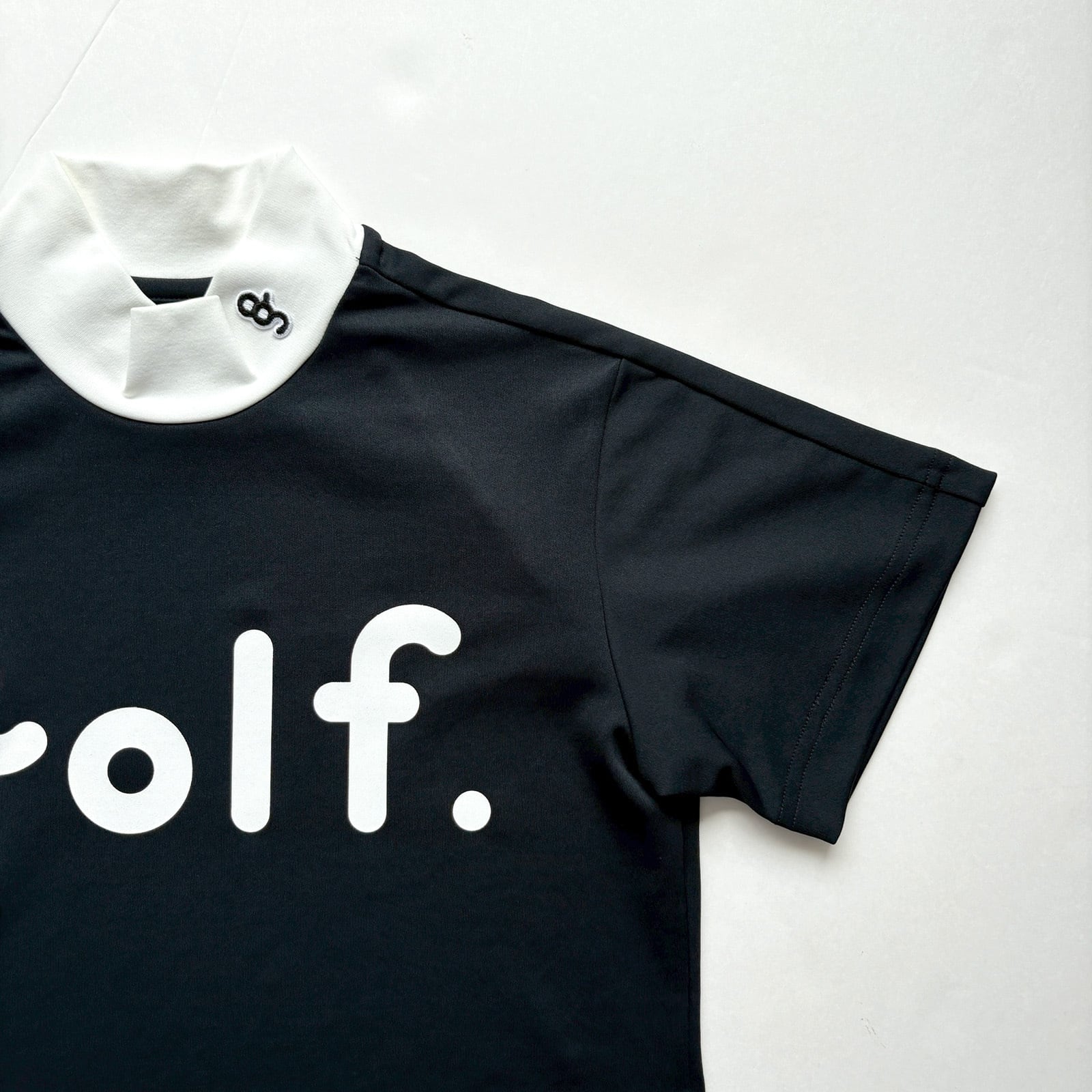 WOMEN'S】LOGO PRINT MOCK NECK SHIRT -BLACK / OFF WHITE- | 8G SHOOT
