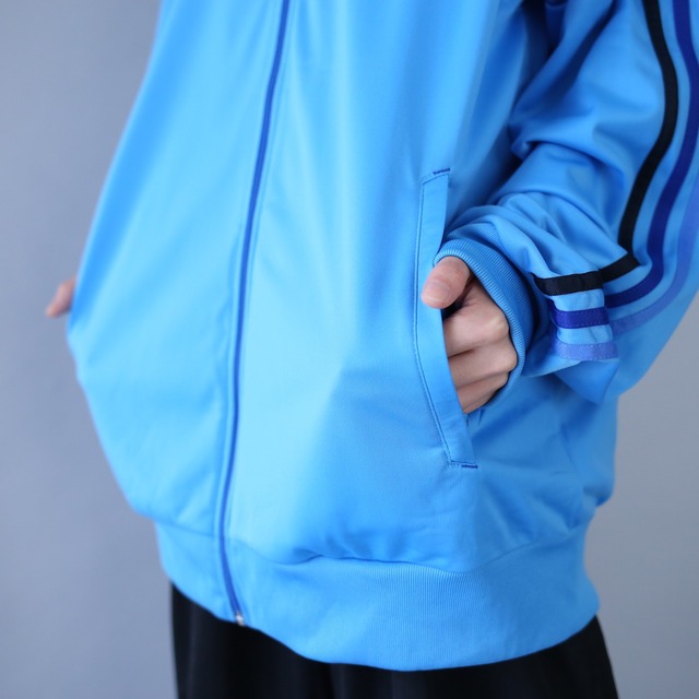 "adidas" beautiful blue collar loose track jacket