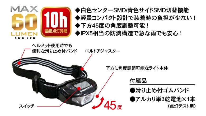 戦人（SENJIN） コンパクトヘッドライトII（レッド）/照明機器