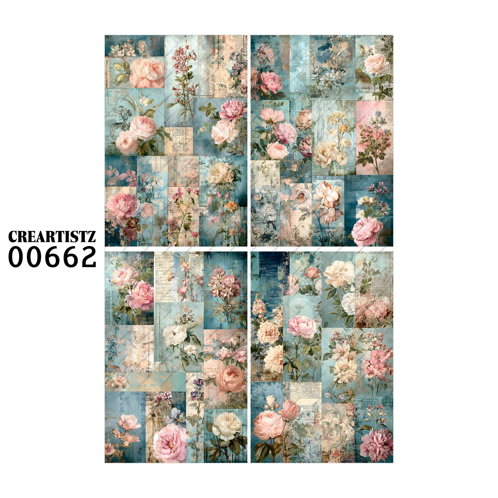 00662 背景 コラージュ素材 オリジナル 12枚セット (4種類×3枚) ペーパー/ステッカー CREARTISTZ