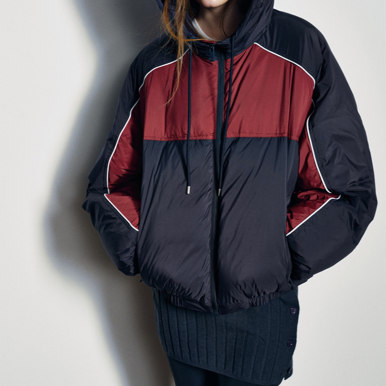 Color Block Zip-Up Blouson T4040