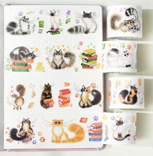 新作☆WT72 The Washi Tape Shop【Kitten's Play】型抜き マスキングテープ / ロールステッカー 全4種セット
