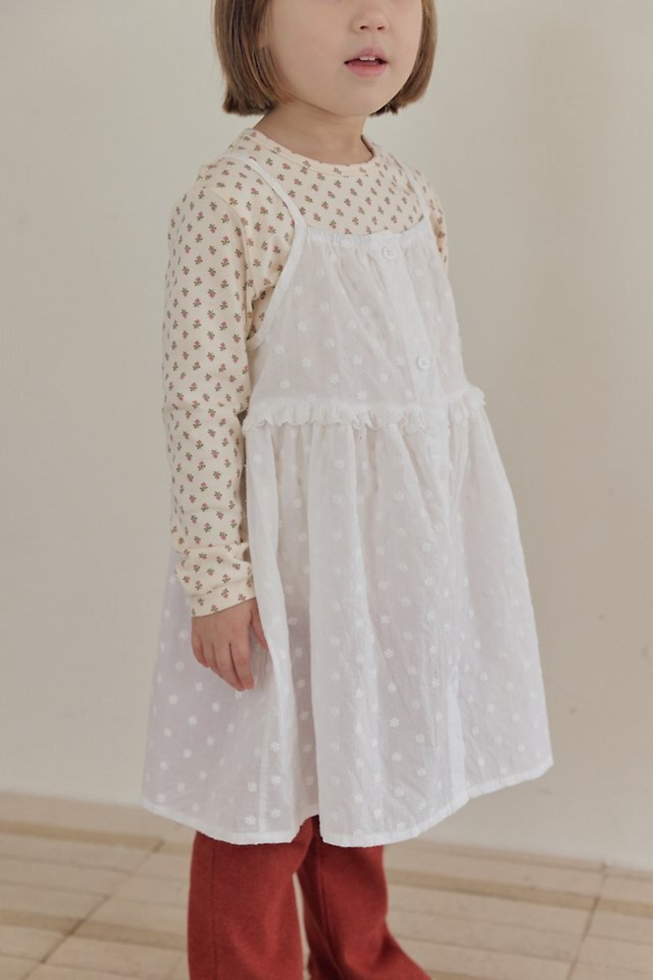 韓国子供服 / 26Autumn / 〖取寄〗MOME / クリームレイヤードワンピース / キッズ服 /ナチュラル服 / 秋服 *XS~L*
