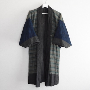 羽織 着物 クレイジーパターン 藍染 紋入り ジャパンヴィンテージ 大正 昭和 | Haori Jacket Men Crazy Pattern Indigo Kimono Japan Vintage