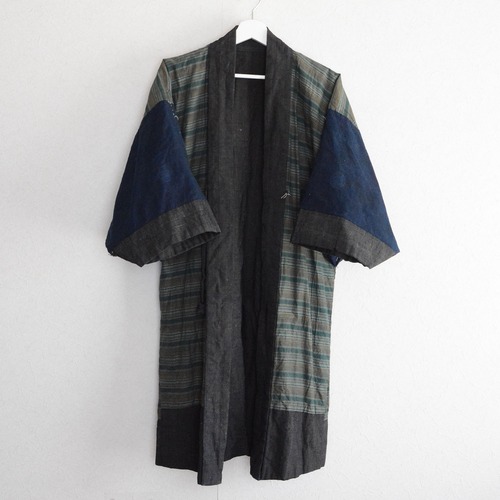 羽織 着物 クレイジーパターン 藍染 紋入り ジャパンヴィンテージ 大正 昭和 | Haori Jacket Men Crazy Pattern Indigo Kimono Japan Vintage