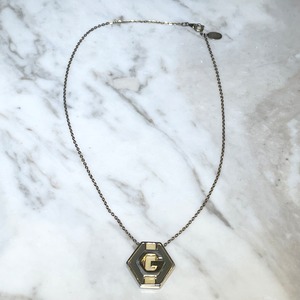 vintage GIVENCHY gold color metal hexagon pendant necklace