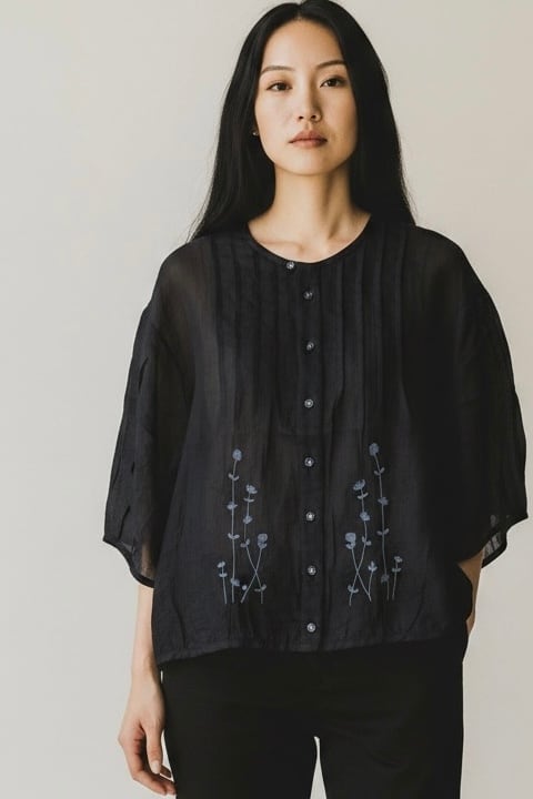 SUPER HAKKA |リネン刺繍ブラウス(涼しげナチュラル)