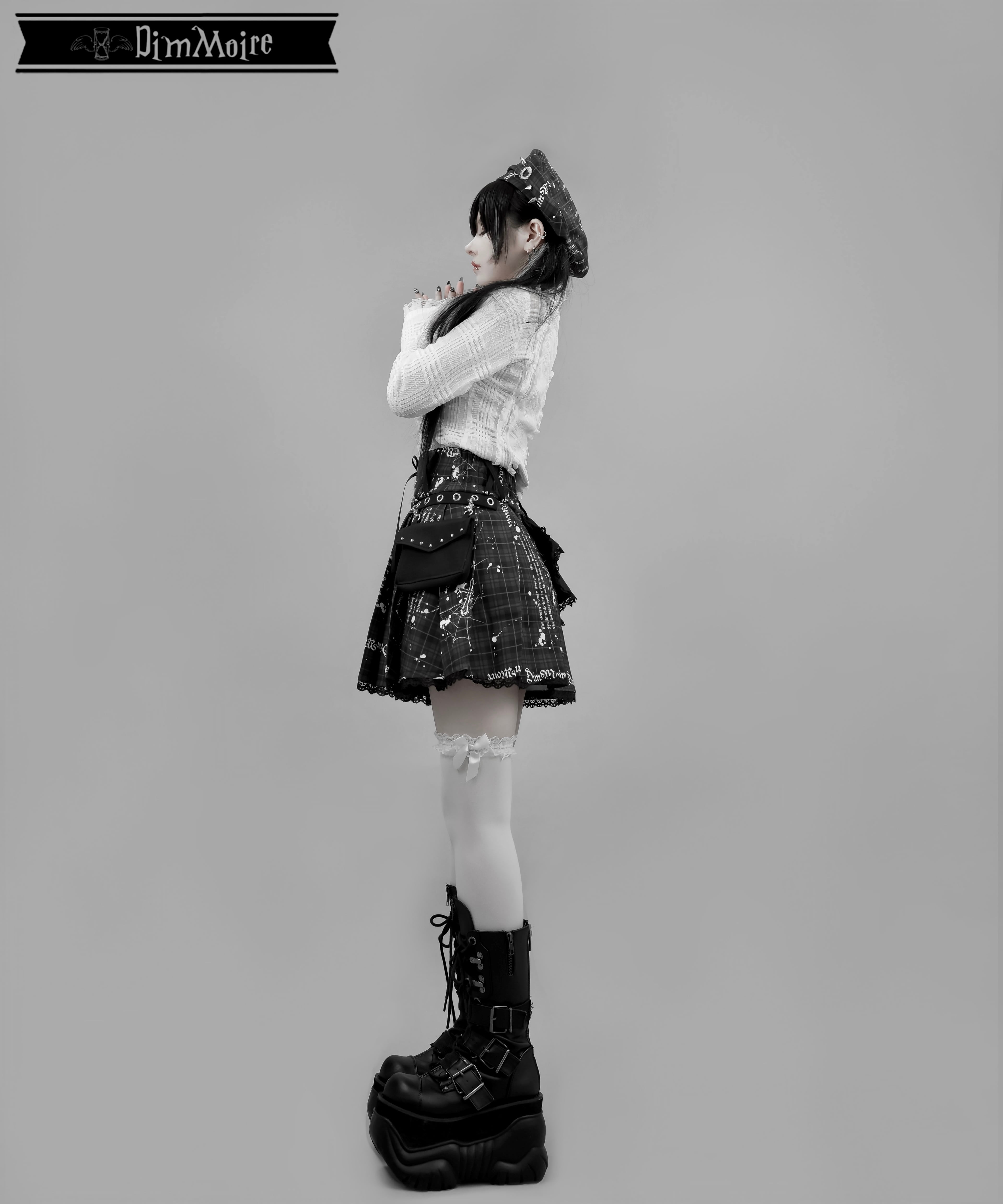 魅了のアシメミニスカート【Blackチェック】 | DimMoire