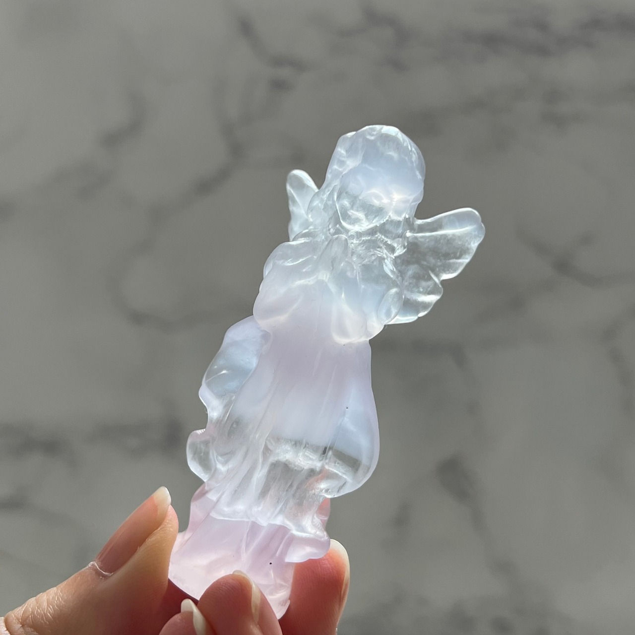 天使モチーフ*ラベンダーピンクフローライト*エンジェル*天然石*天然石インテリア*置き物