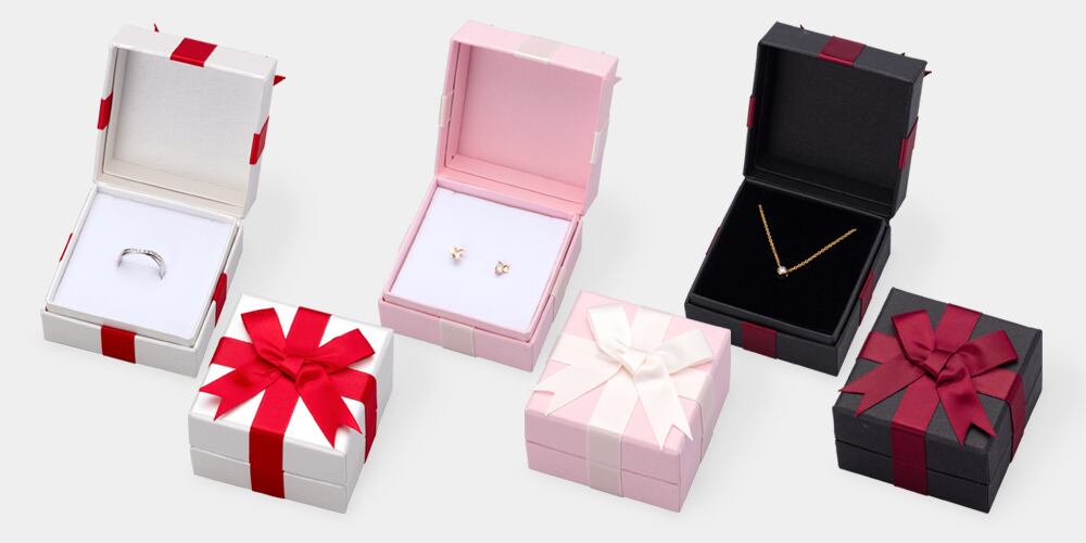 アクセサリーギフトボックスSサイズ ラッピングリボン付き紙箱 20個