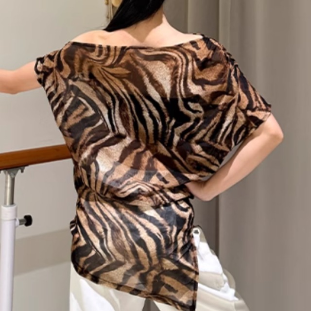 オフショルダー アシンメトリー ドレープ ダンストップス 4col　D00346