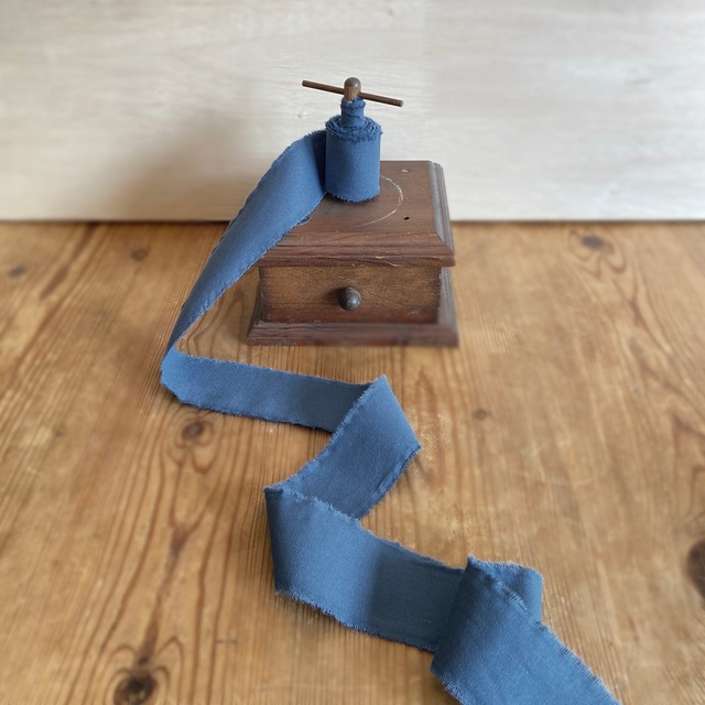 【コットンリボン】 幅約40mm 17.WatteauBlue ヴァトーブルーリボン 綿100% ラッピング・ブーケ・ハンドメイド・ドライフラワーに最適