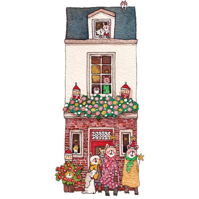 S-55 うさぎの置き物が可愛い　華やかなお家