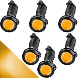 【在庫のみ】CTRICALVERハイパワー18mm9WイーグルアイLEDライト、カーモーターサイクルDRLデイタイムランニングライトフォグランプ反転ライトマーカーライト12V防水（黄、6PCS）