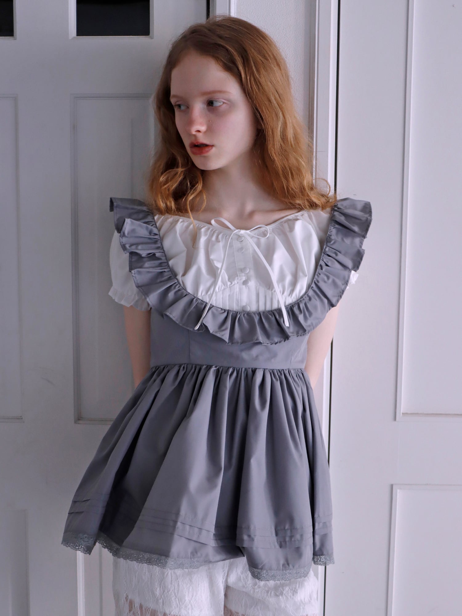 PETIT APLON TOP -GRAY- | mieya mieya