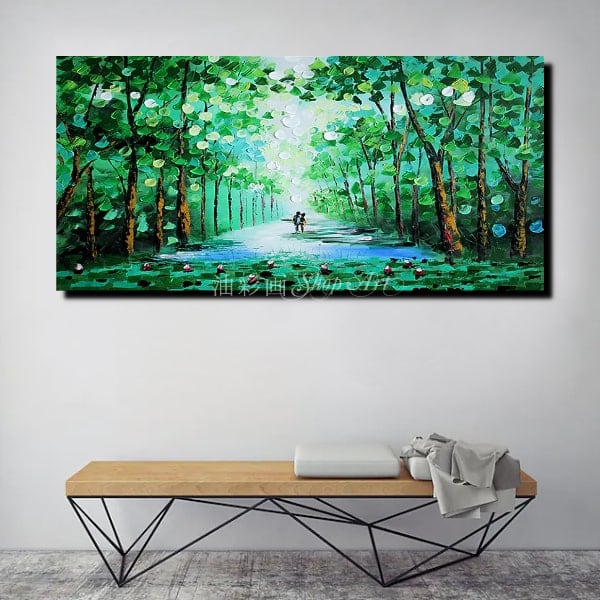 1パネル 夏の林道 2 Mサイズ 油彩画 インテリア モダン アートパネル