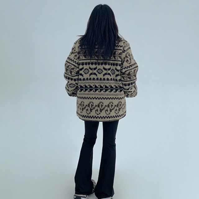 detachable boa jacquard stand jacket　取り外しボアジャカードスタンドジャケット　J1575