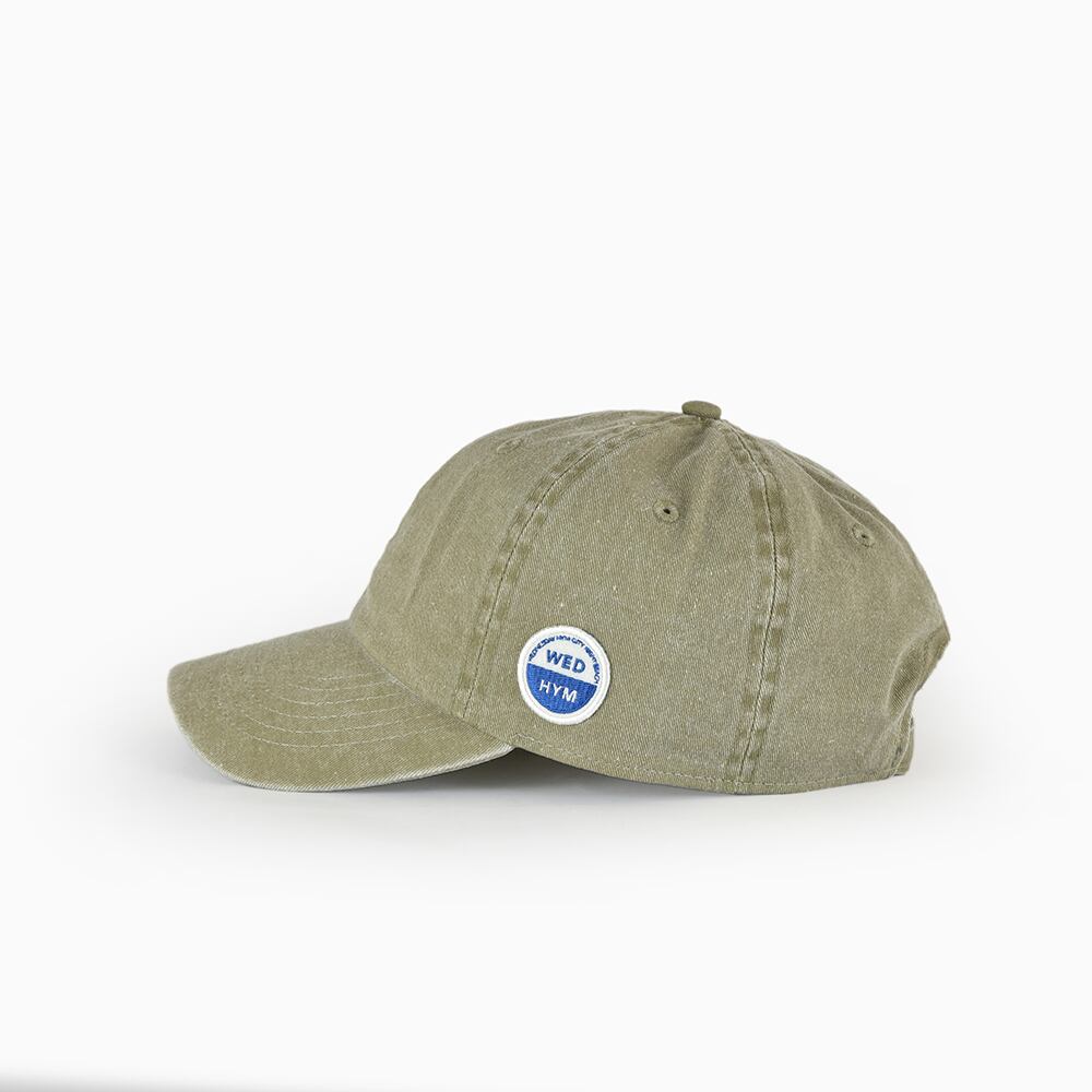 WED.コットンキャップ【スモークピンク】 WED.HYM刺繍ワッペンロゴ
