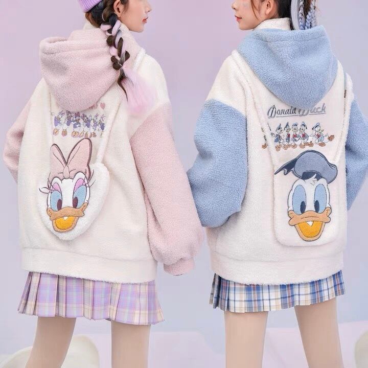 122 レディース ディズニー ドナルド 公認 ロリータ 可愛い もこもこ フーディボアジャケット パーカー A0w2m5 Lachouette