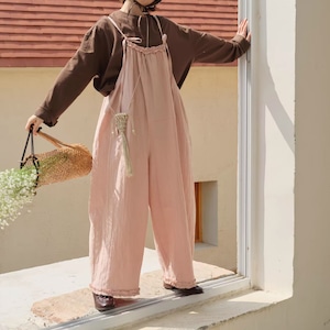 縁シャーリングワッシャーサロペット ・10453 縁シャーリングワッシャーサロペット ・10453