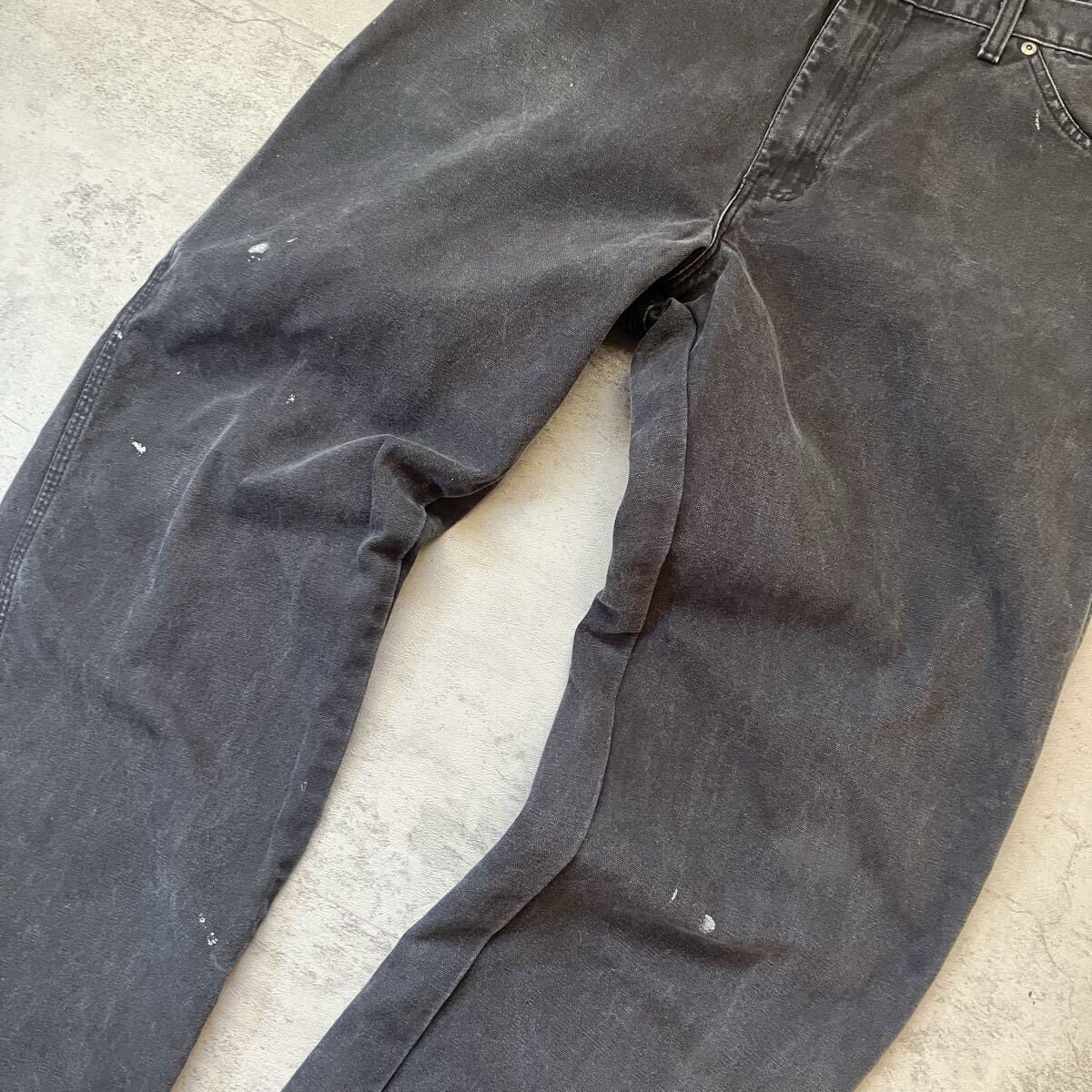 00s Dickies ダック ペインターパンツ ブラック ペンキ フェード 36×34