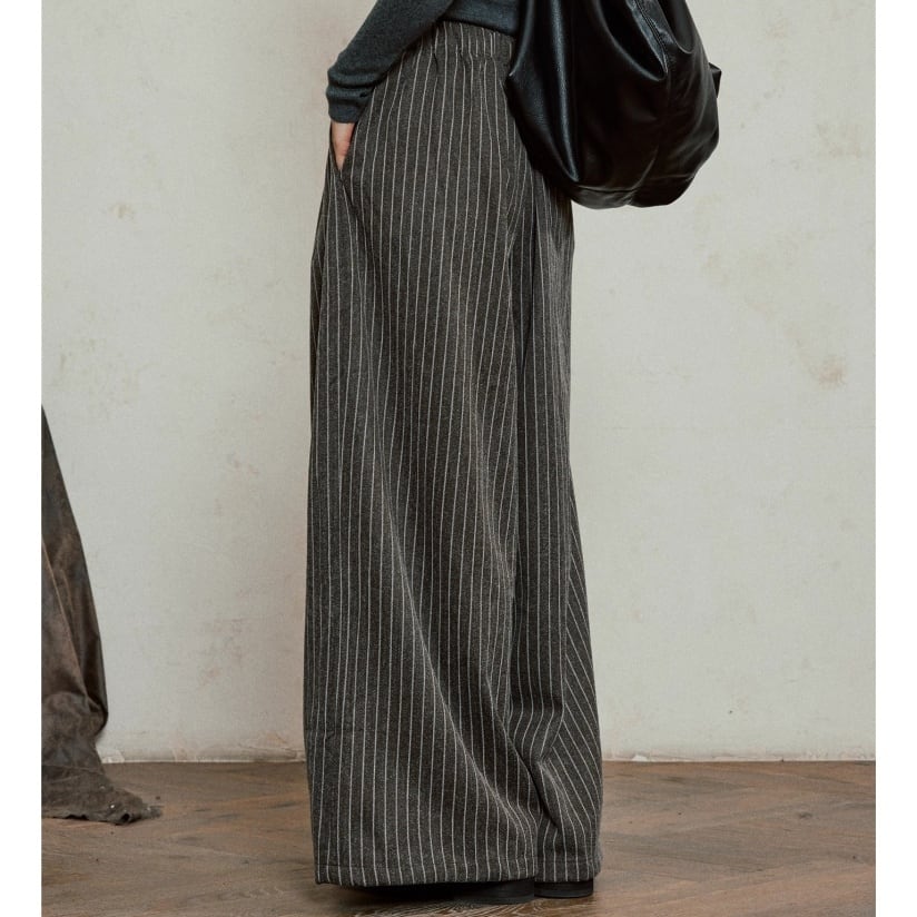 ウールライクピンストライプワイドパンツ 1color MPA0206
