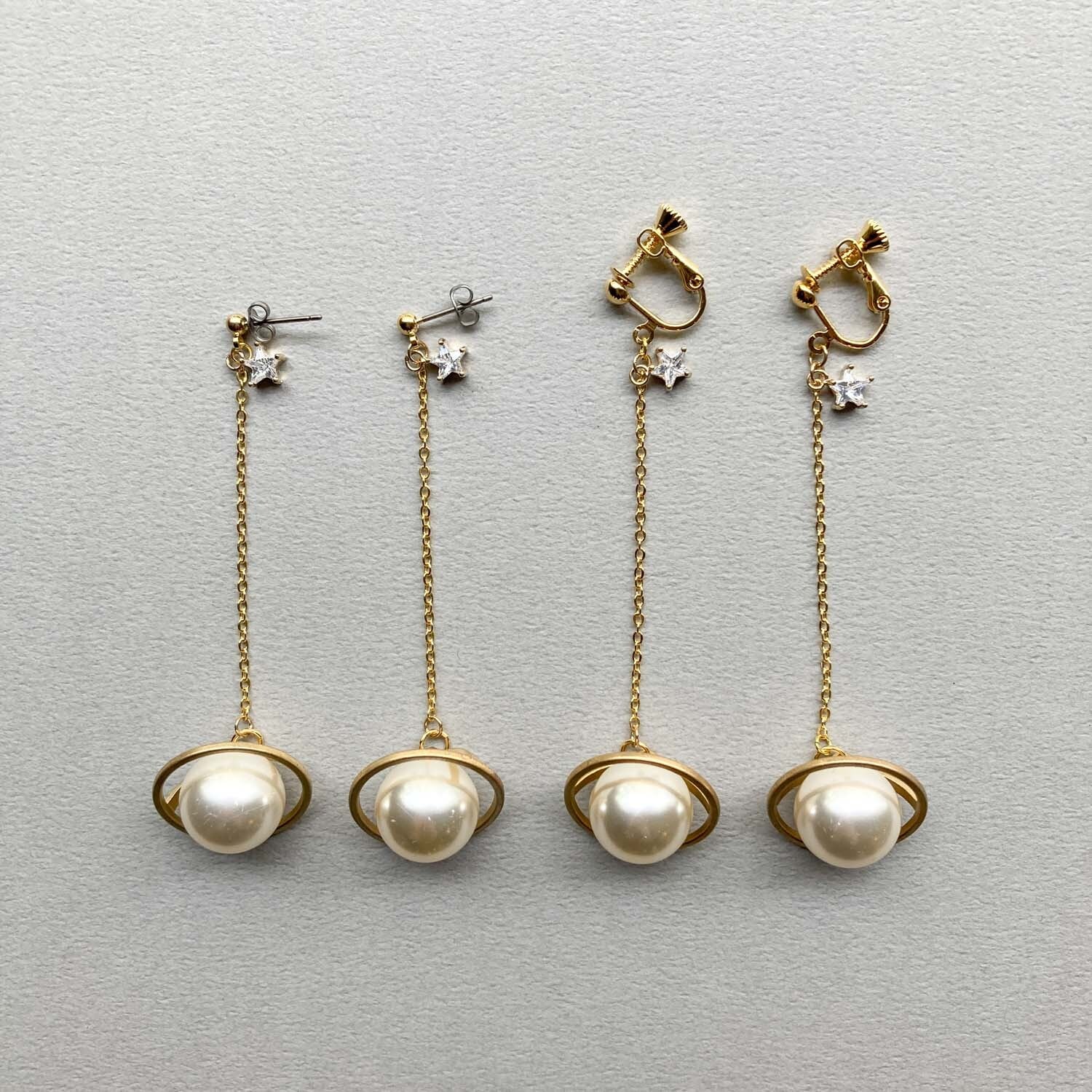 惑星風パールとビジュー星の〈ピアス/イヤリング〉 | Dua-アクセサリー