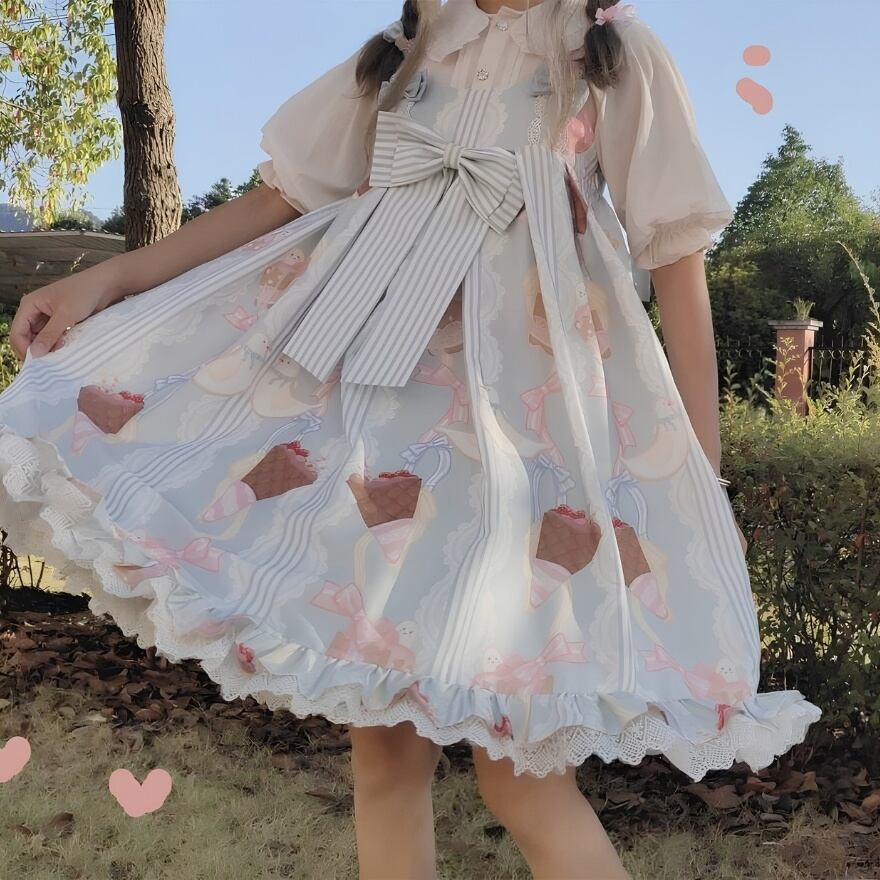 ロリータファッション ゆめかわいい甘ロリ パステルJSKブラウスセット