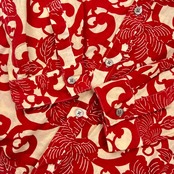 衣 コロモ 花柄 長袖シャツ XL/レッド系 メンズ