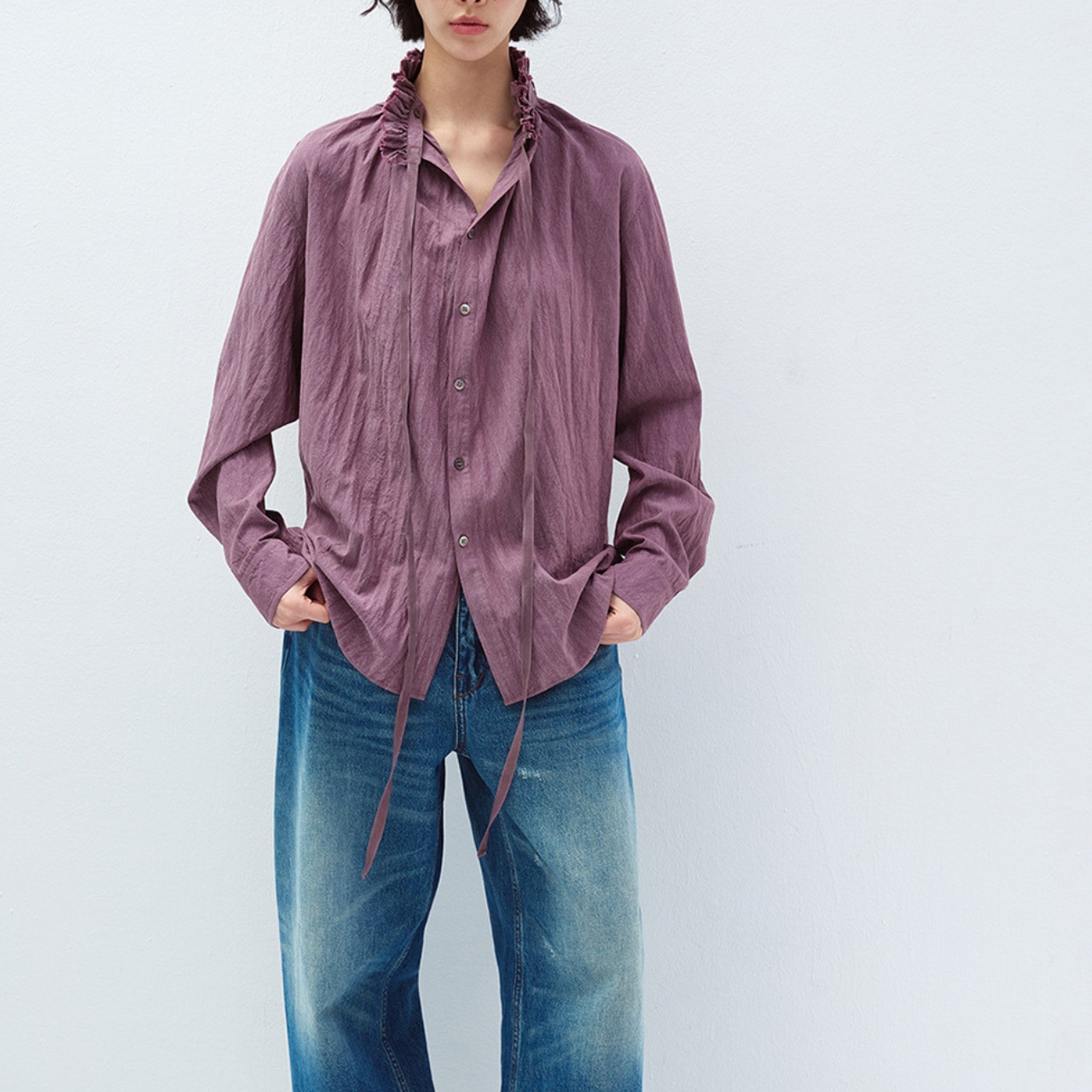 Frill Neck Shirt T4259