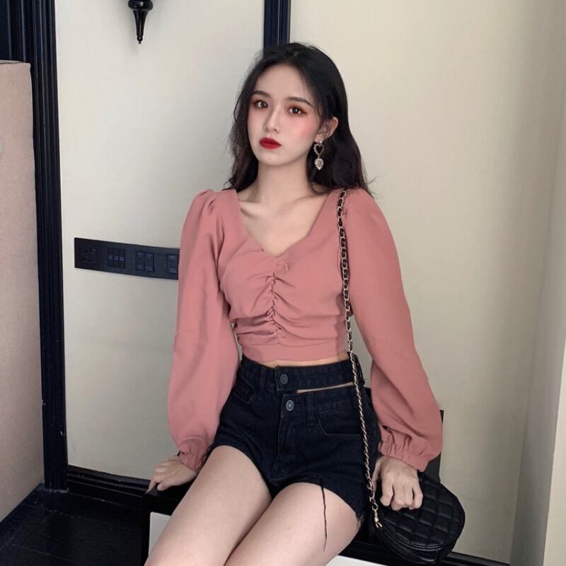 シャツ女性デザインセンスニッチ香港フレーバーレトロパフスリーブトップ女性ライト成熟した初秋2020春と秋の新しいスタイル YY-ファッション41644188098