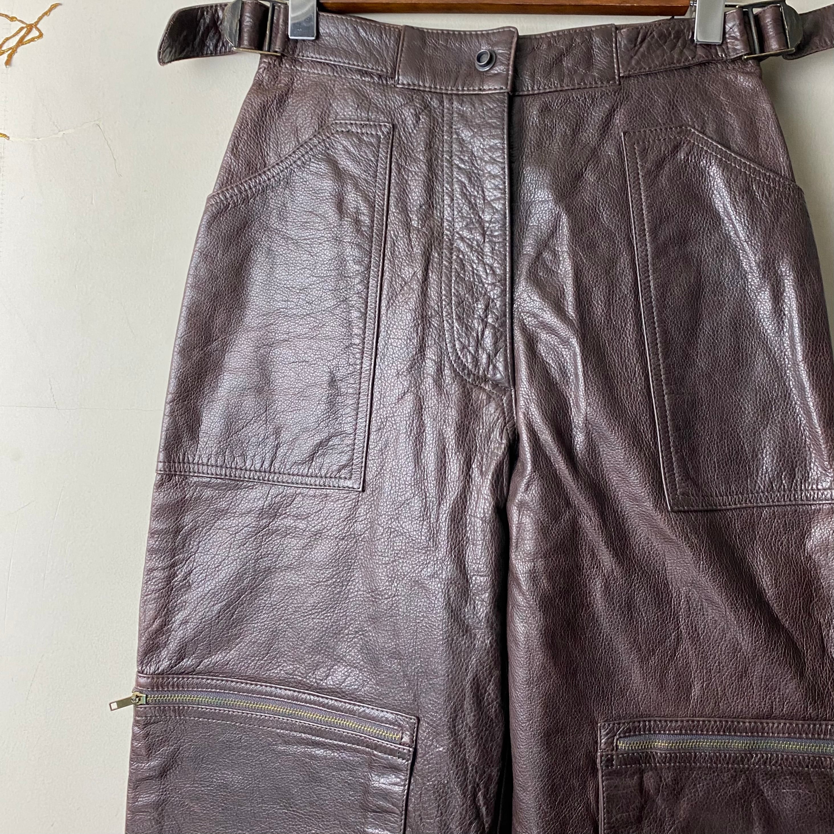 vintage MANI by GIORGIO ARMANI knee pockets leather pants | NOIR