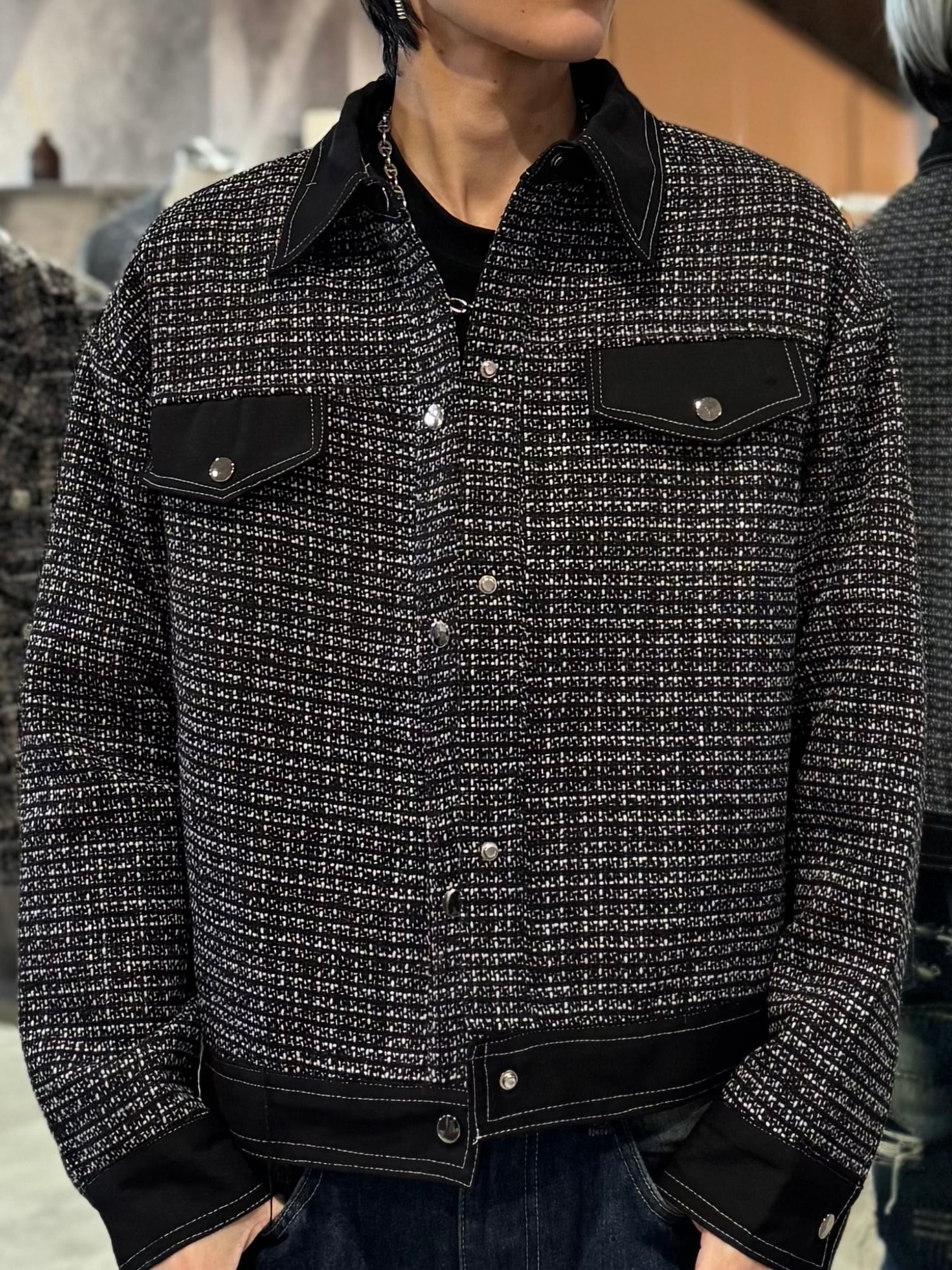 ALUDE SELECT】 black mode tweed jacket | 【ALUDE】韓国メンズ