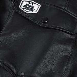 CIVICERAロゴ刺繡貼り付けデザインレザージャケット