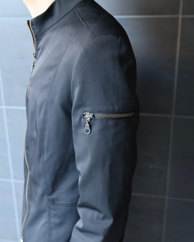 stand collar zip up blouson