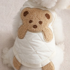 【PET】3色展開クマデザインの裏ボアキルティングベスト