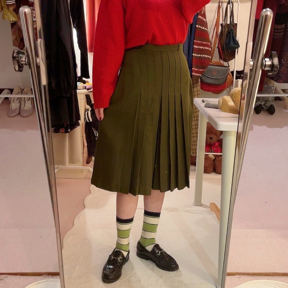 valentino / khaki pleats flare pants