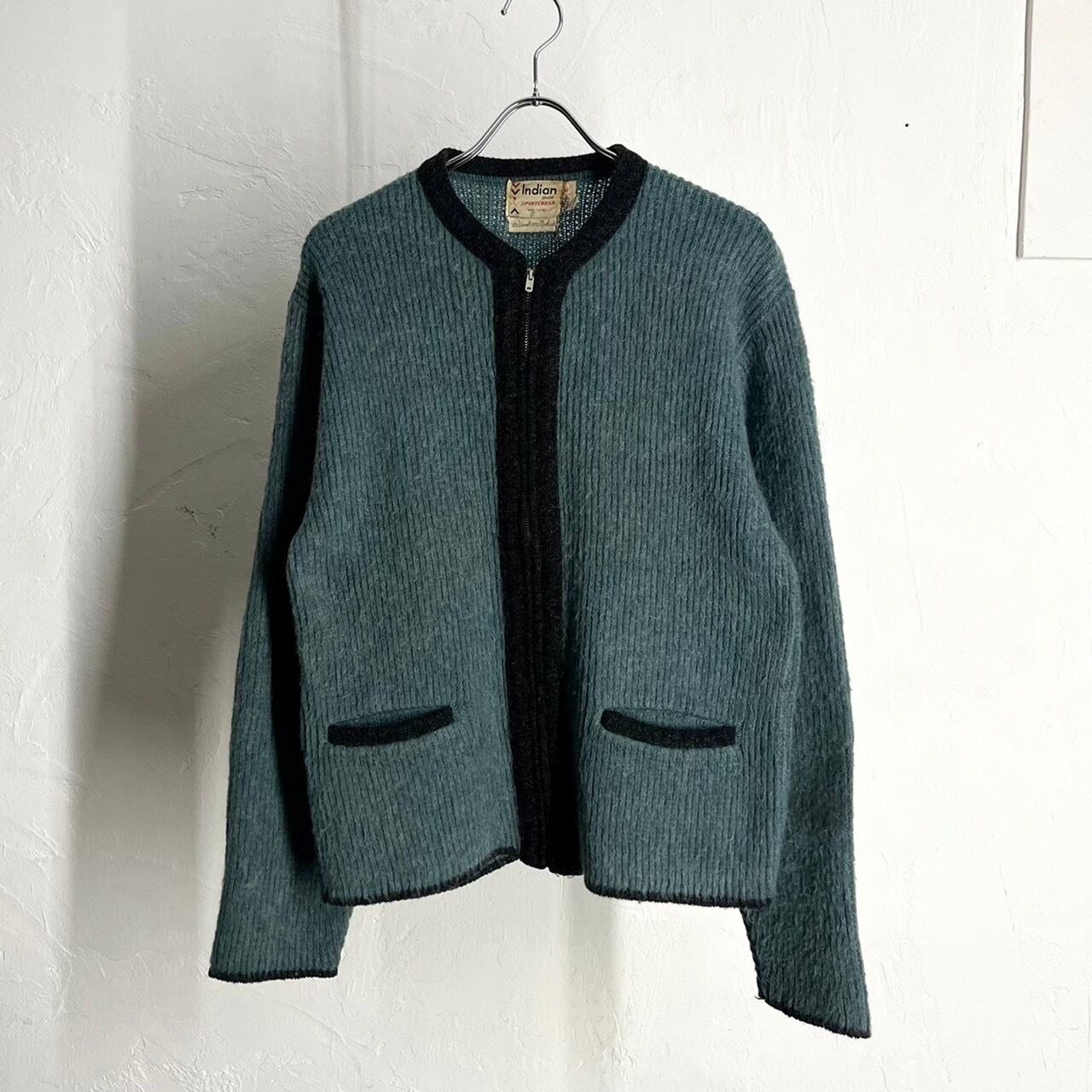 60s Indian Zip-up Mohair Knit Cardigan