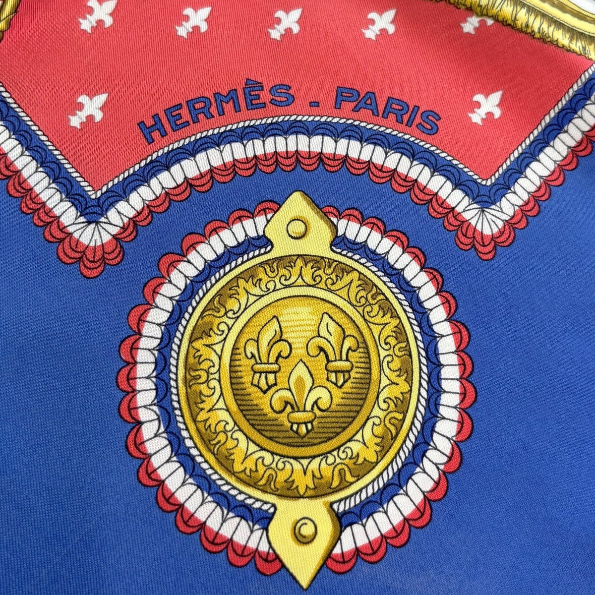 中古】 エルメス スカーフ カレ90 SELLES A HOUSSE ブルー 鞍 鞍カバー