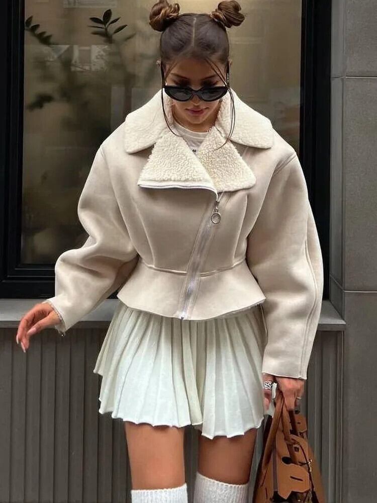 【新作】【送料無料】 TARUXY ターンダウンスリムコート女性 2023 秋冬ファッション長袖ジャケット女性ストリートカジュアルショートカーディガンファム 015901861149