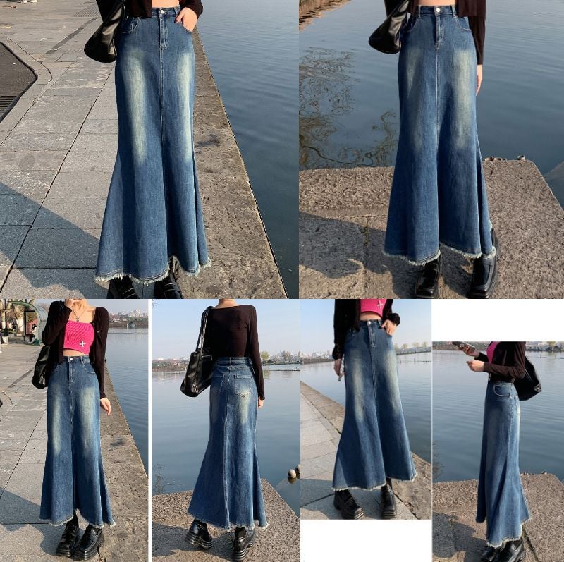 コットンデニムスカート 宅配便】デニムマーメイドスカート/skirt007 | DAY CLOSET