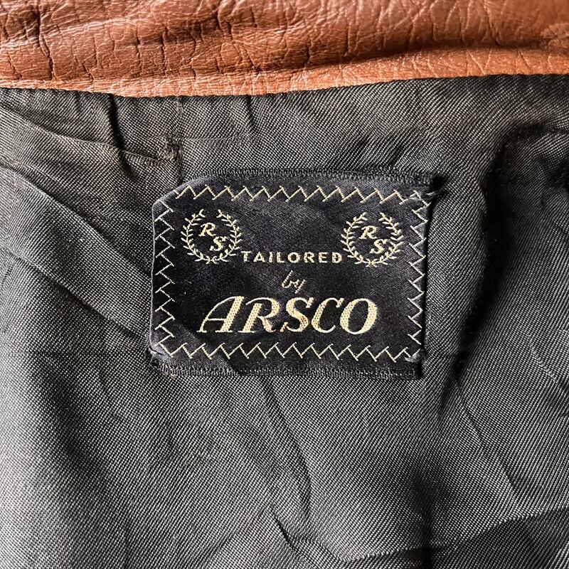 70s ARSCO サテン ライナー 本革 レザー シングル ライダース