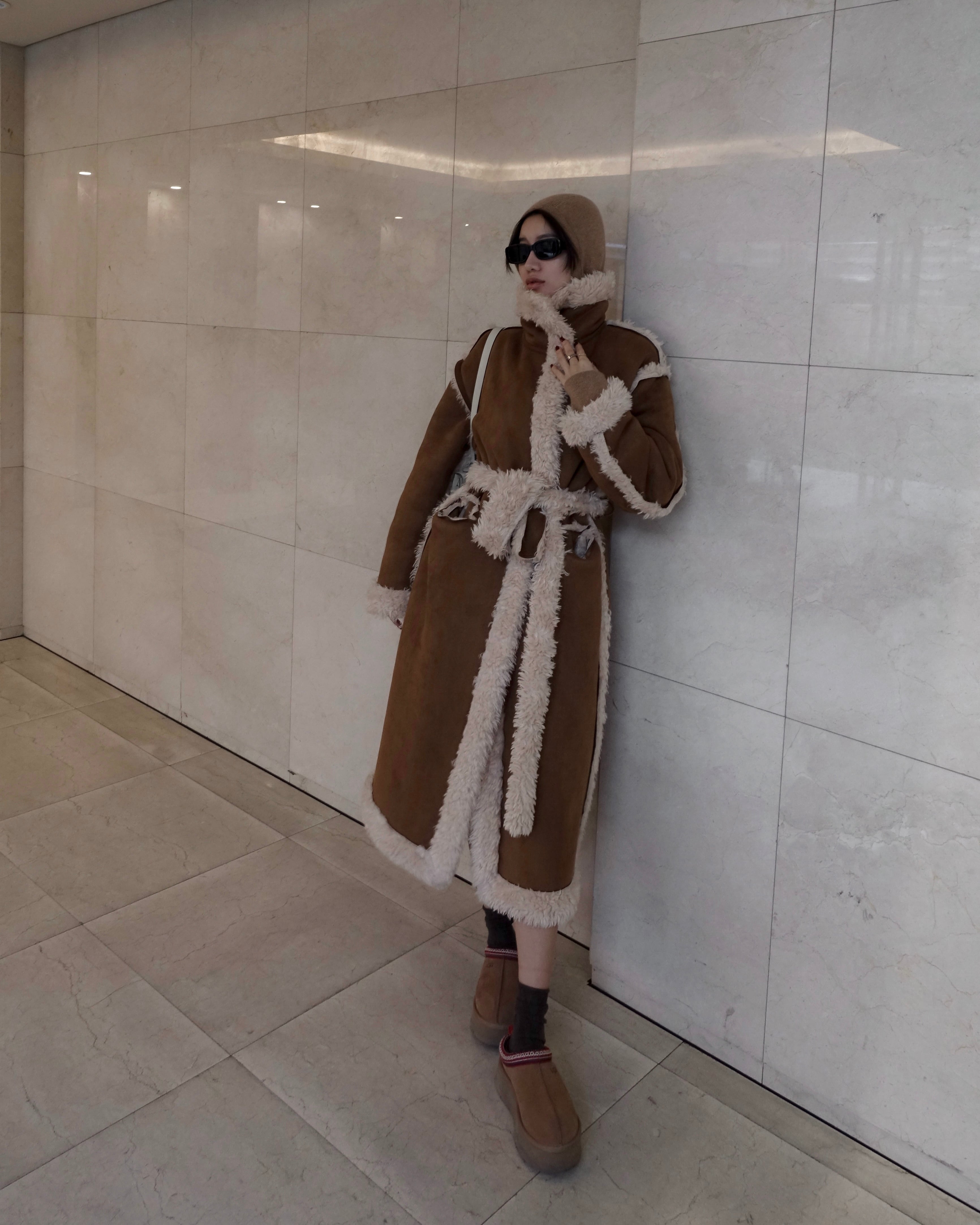 リバーシブルフェイクムートンボアコート