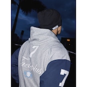 VINTAGE ストリート カラーブロックスリーブジップパーカー T2007