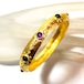 「LESLIE」80s Vintage art glass gold matte metal bangle