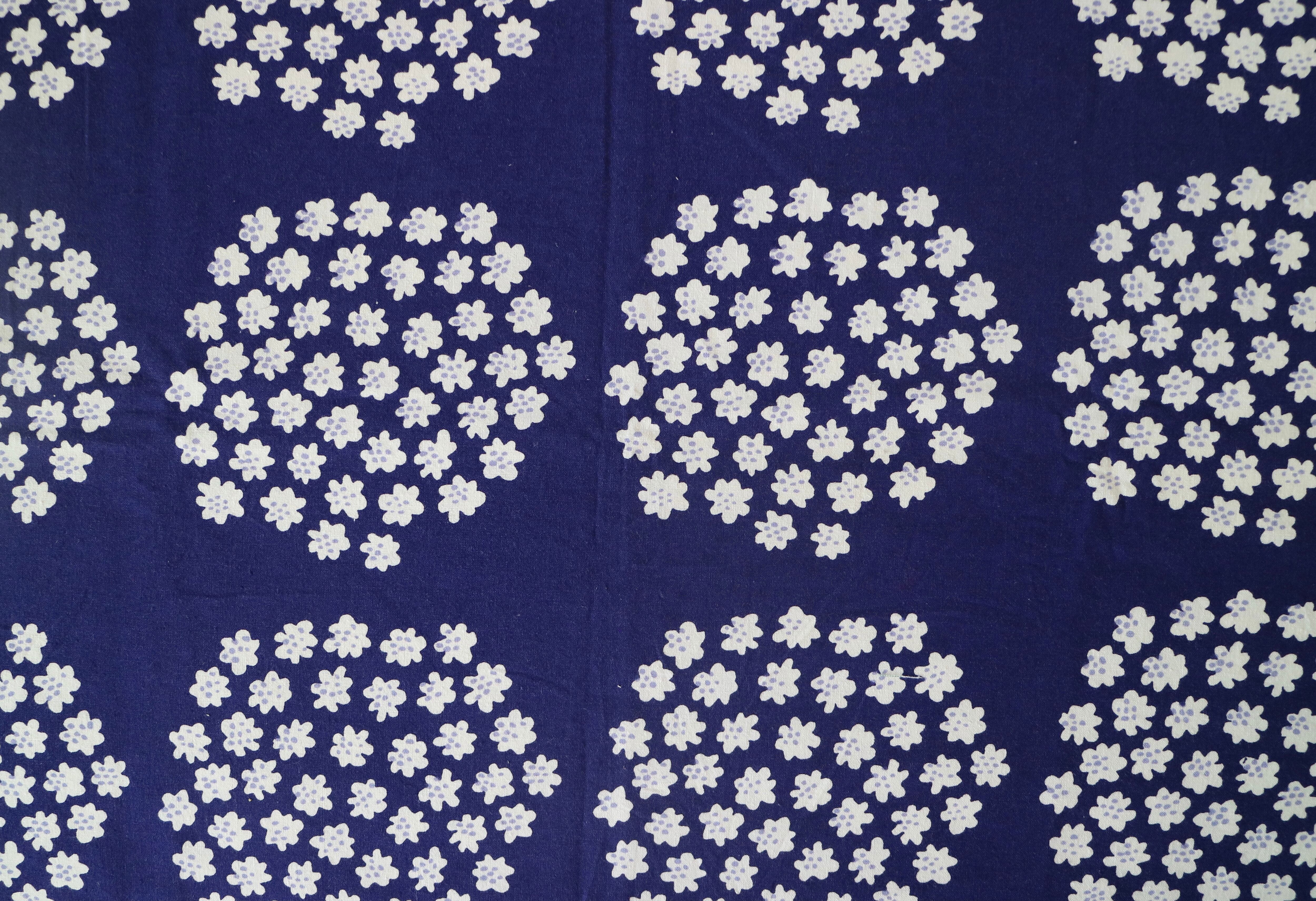 vintage】marimekko マリメッコ ／ Puketti プケッティ ハギレ 青系 65