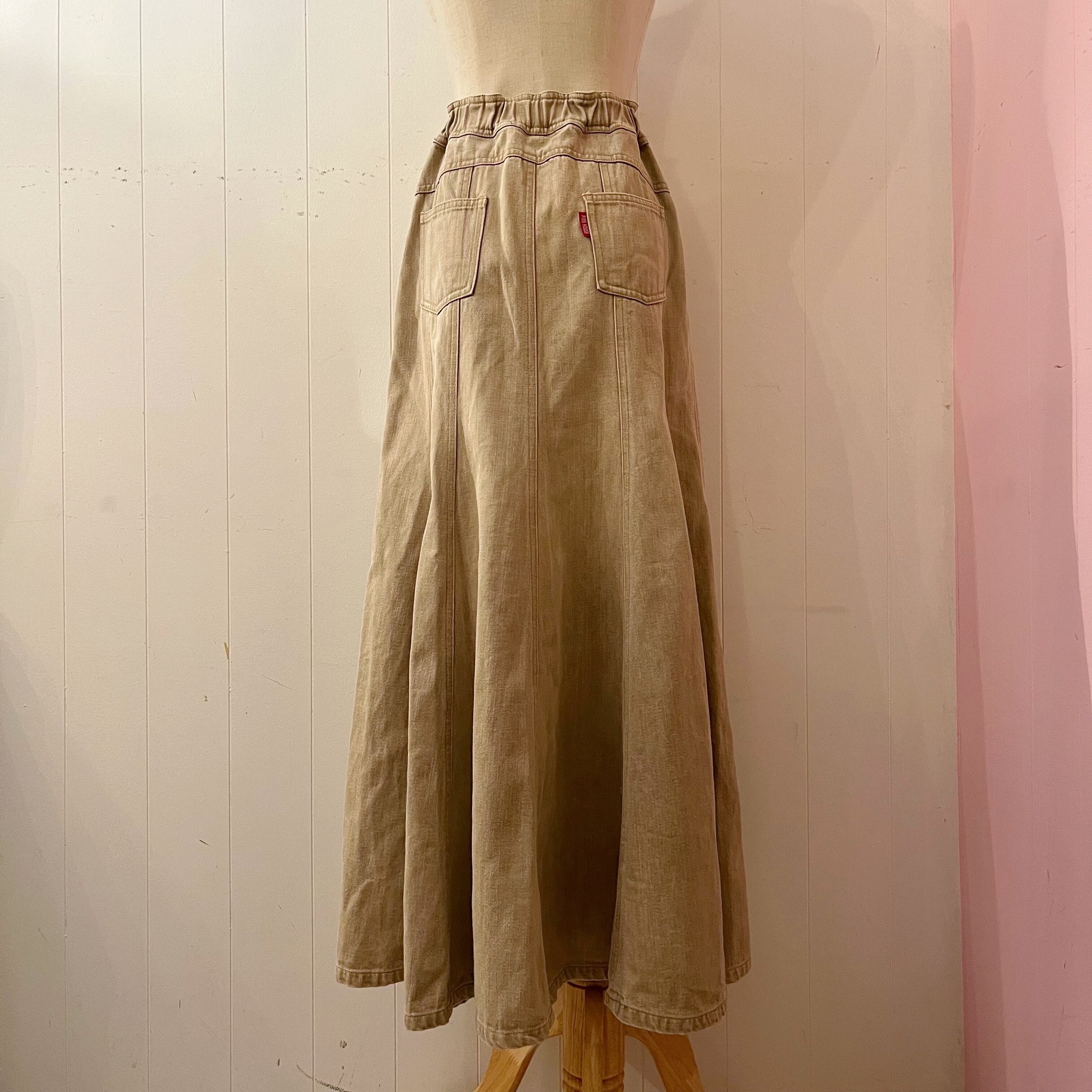 PINKHOUSE / beige denim long skirt