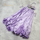 ベリーダンス オリエンタル 衣装 上下セット パープル系 トップス スカート 紫 ラインストーン キラキラ スリット アーム アーム飾り 華やか かわいい 上品 ダンス衣装 イベント ステージ 腕飾り 練習 レッスン