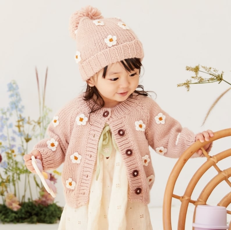 BlueberryFarm ニットカーディガン 立体 花モチーフ 古着 The Blueberry Hill | お花モチーフ フラワー ニットカーディガン | Primii